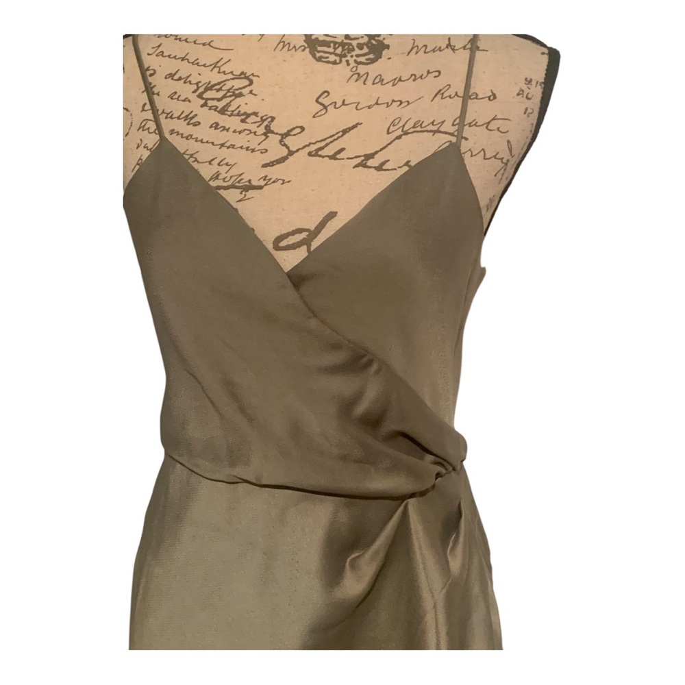 BHLDN Freya Satin Charmeuse Dress, Moss Green - Picture 4 of 7